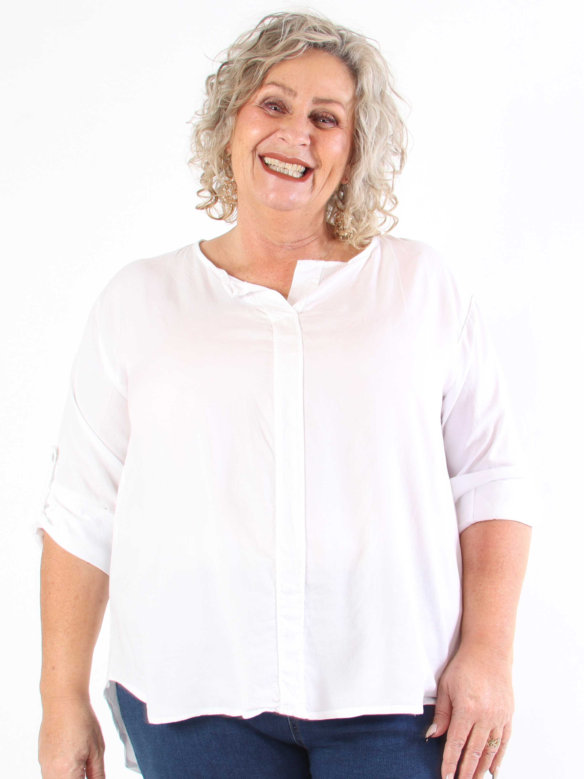 Emelda - Lätt enfärgad plus size skjorta i lyocell